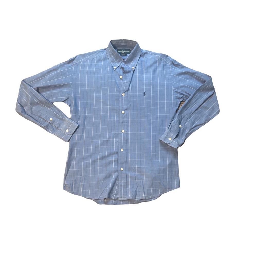 Ralph Lauren "Blake" blue and white checked long sleeve shirt